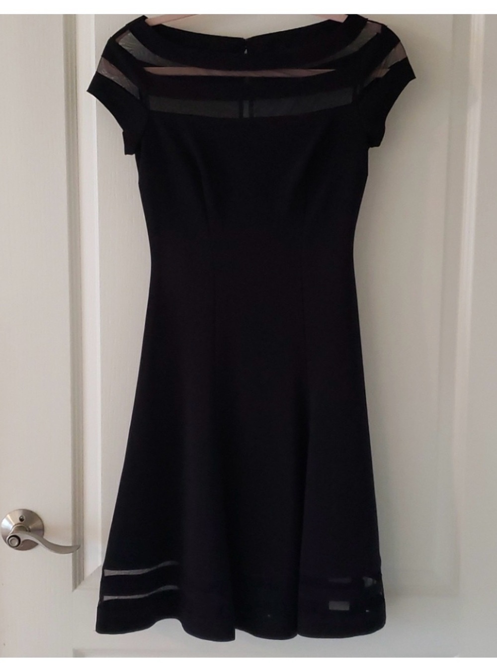 White House Black Market Black Sheer-Detail 
Midi Dress Size 0
